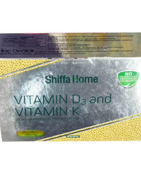 Shiffa Home D3 ve K Vitamini Yumuşak 1300 Mg x 30