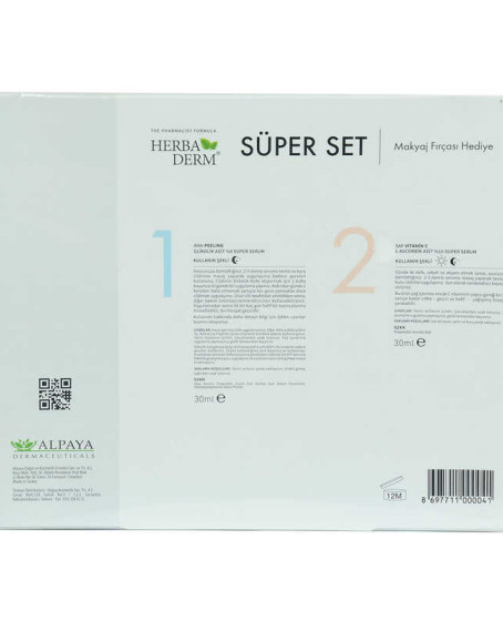 Süper Set Superserum Aha-Peeling 30 ML + Saf Vitamin C 30 ML + Hediye Makyaj Fırçası
