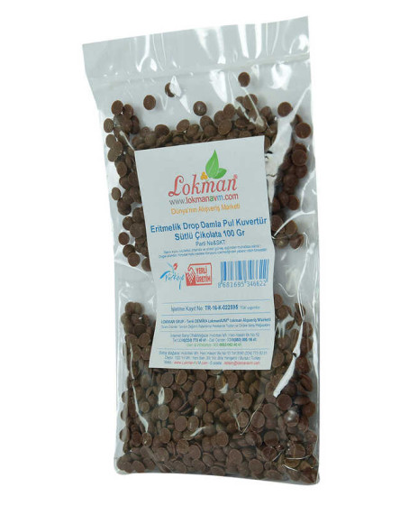 Sütlü Çikolata Eritmelik Drop Damla Pul Kuvertür 100 Gr Paket
