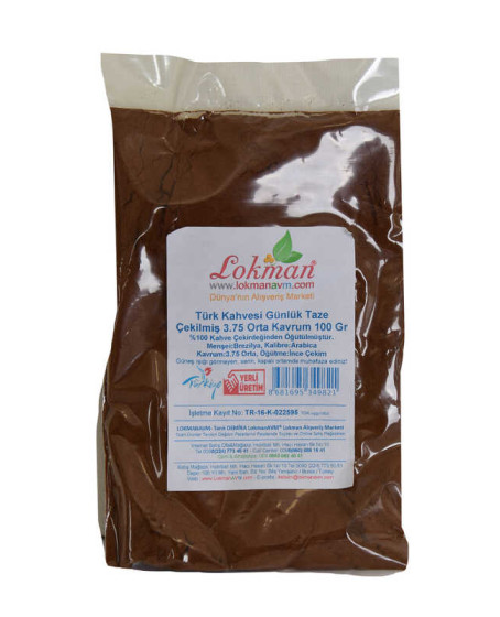 Türk Kahvesi Günlük Taze Çekilmiş 3.75 Orta Kavrum 100 Gr Paket