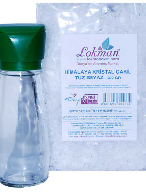 Tuz Karabiber Değirmeni Yeşil + Himalaya Çakıl Tuz Beyaz 250 Gr