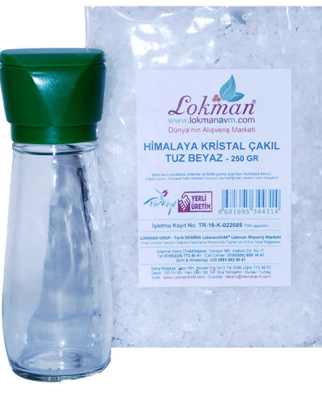 Tuz Karabiber Değirmeni Yeşil + Himalaya Çakıl Tuz Beyaz 250 Gr