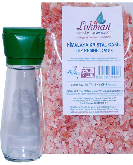 Tuz Karabiber Değirmeni Yeşil + Himalaya Çakıl Tuz Pembe 250 Gr