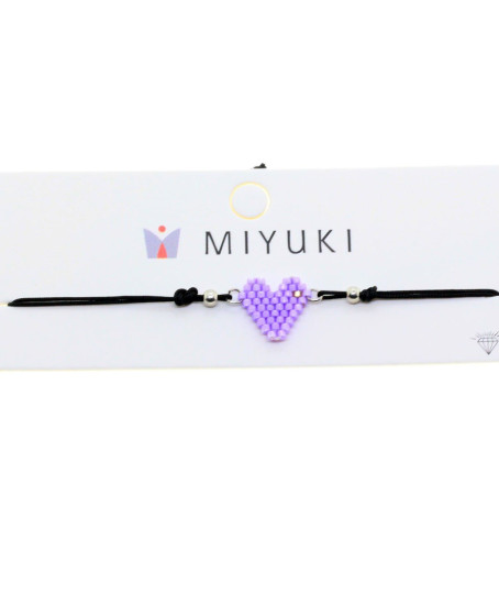 Altın Renk Mor Kalp Model Miyuki Bileklik - 2939