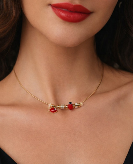 Altın Renk Kırmızı Mineli Balık Pandora Model Zirkon Kolye - 2986 Altın Renk Kırmızı Mineli Balık Pandora Model Zirkon Kolye - 2986
