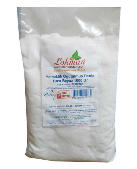Yemeklik Öğütülmüş Deniz Tuzu Beyaz 1000 Gr