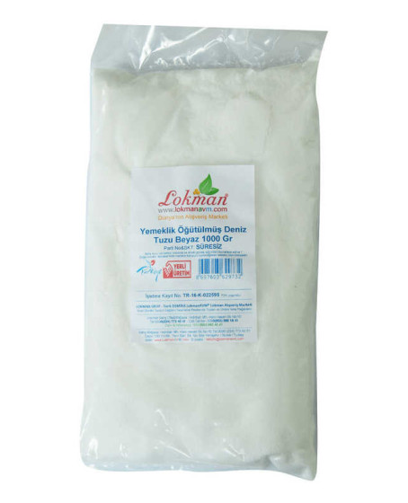 Yemeklik Öğütülmüş Deniz Tuzu Beyaz 1000 Gr