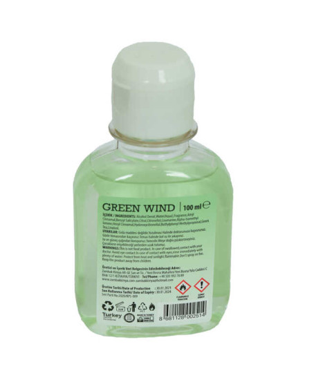 Yeşil Çaylı Kolonya Green Wınd Eau De Cologne 80 Derece 100 ML