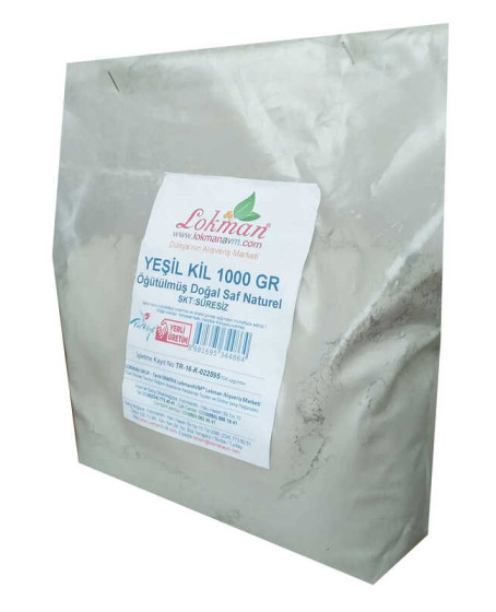 Yeşil Kil Öğütülmüş Doğal Saf Naturel 1000 Gr Paket