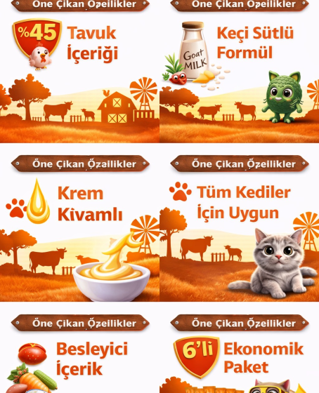 Tavuklu Kedi Naneli Keçi Sütlü Kedi Krema Ödülü 6x12g