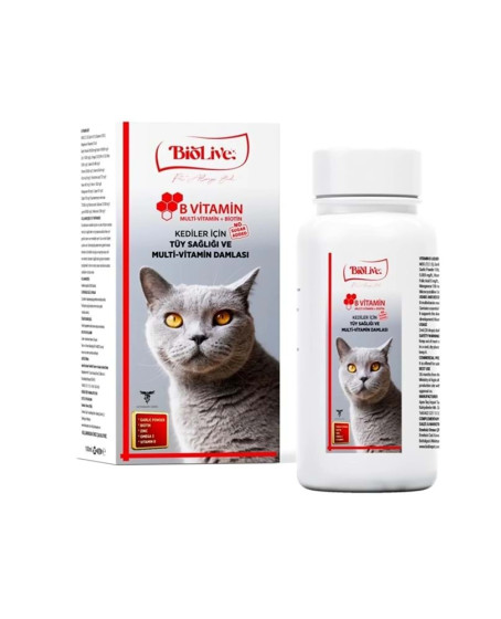 Biolive Kediler İçin B Vitamin+Multivitamin Tüy Sağlığı Likit Vitamin 100ml