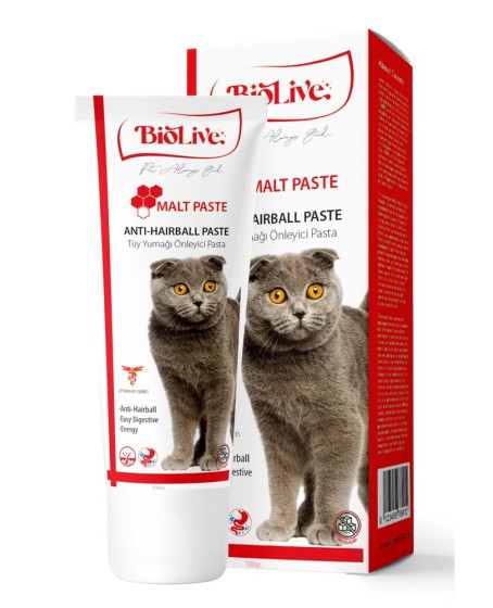 Biolive AntiHairBall Kediler İçin Tüy Yumağı Önleyici Paste 100gr
