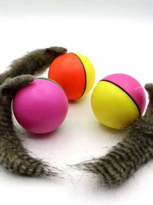 Hareketli Sesli Peluş Toplu Fare Pilli Kedi Oyuncağı 8 CM