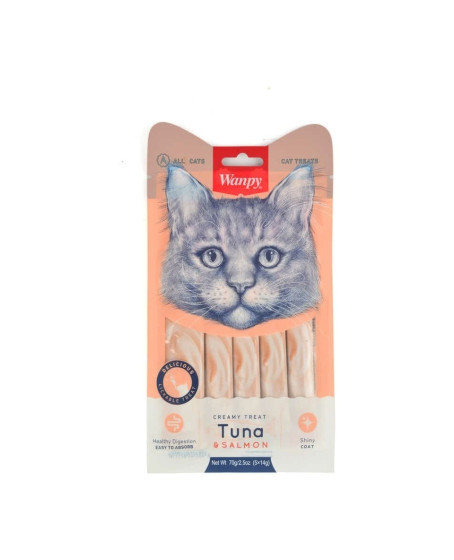 Wanpy Ton Balıklı Somonlu Krema Likit Kedi Ödülü 5X14GR