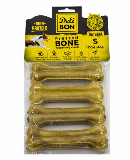 Deri Köpek Çiğneti Pres Kemik 4x12cm Natural Deri Köpek Çiğneti Pres Kemik 4x12cm Natural