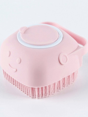 Şampuan Hazneli Kedi Köpek Silikon Duş Fırçası 11 cm Pembe