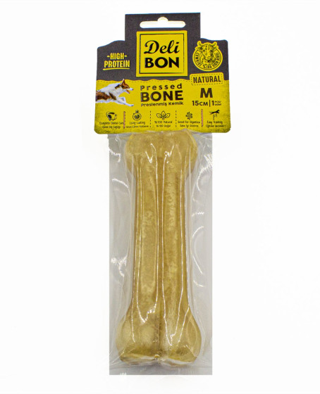 Deri Köpek Çiğneti Pres Kemik 1x15cm Natural Deri Köpek Çiğneti Pres Kemik 1x15cm Natural