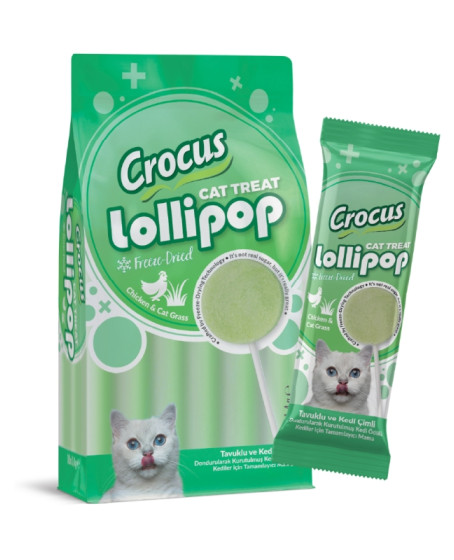 Crocus Tavuklu Ve Kedi Çimli Kedi Lolipop 10 lu paket ( 10x1,4 gr )