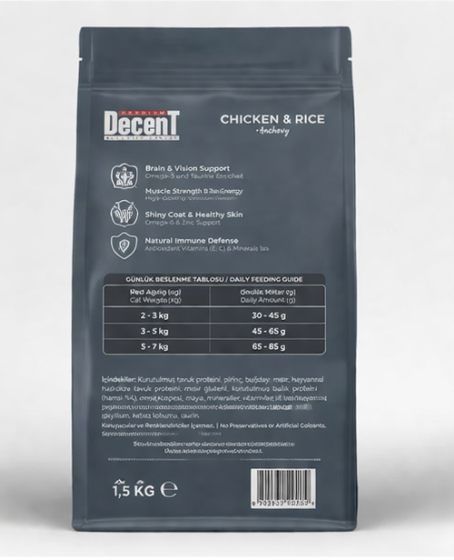 Decent Tavuklu Yetişkin Kedi Maması 1,5 Kg Control Tavuk & Pirinç Yetişkin Kedi Maması Decent Tavuklu Yetişkin Kedi Maması 1,5 Kg Control Tavuk & Pirinç Yetişkin Kedi Maması