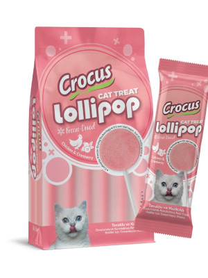 Crocus Tavuklu Ve Kızılcıklı Kedi Lolipop 10 lu paket ( 10x1,4 gr )