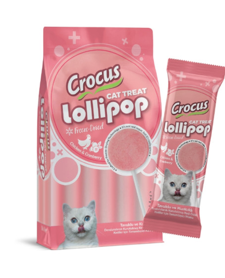 Crocus Tavuklu Ve Kızılcıklı Kedi Lolipop 10 lu paket ( 10x1,4 gr )