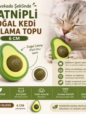 Avokado Şeklinde Catnipli Doğal Kedi Yalama Topu 6 Cm
