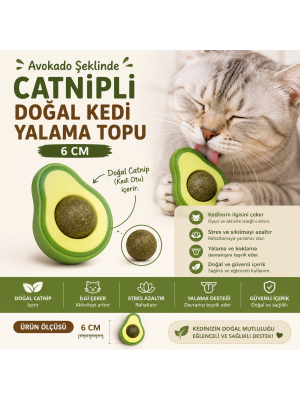 Avokado Şeklinde Catnipli Doğal Kedi Yalama Topu 6 Cm