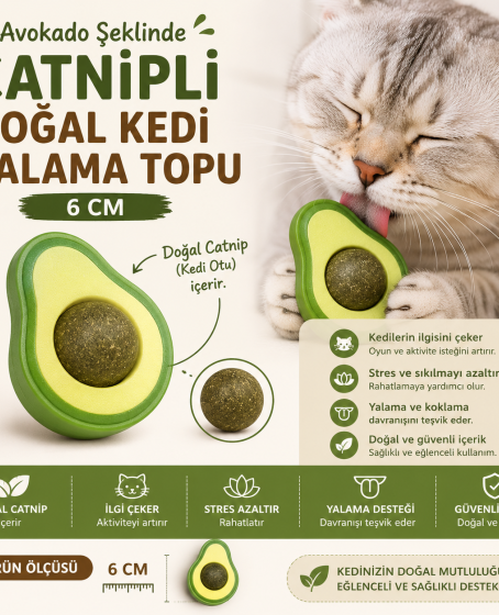 Avokado Şeklinde Catnipli Doğal Kedi Yalama Topu 6 Cm Avokado Şeklinde Catnipli Doğal Kedi Yalama Topu 6 Cm