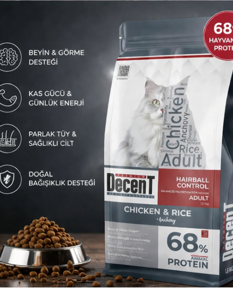 Decent Tavuklu Yetişkin Kedi Maması 1,5 Kg Control Tavuk & Pirinç Yetişkin Kedi Maması Decent Tavuklu Yetişkin Kedi Maması 1,5 Kg Control Tavuk & Pirinç Yetişkin Kedi Maması