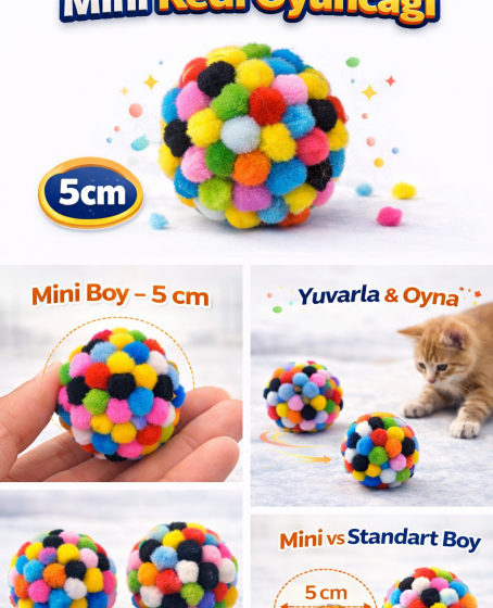 Mini Ponpon Kedi Oyuncak Topu 5 cm ( 2 Adet ) – Yumuşak Renkli Sessiz Kedi Oyun Topu Mini Ponpon Kedi Oyuncak Topu 5 cm ( 2 Adet ) – Yumuşak Renkli Sessiz Kedi Oyun Topu