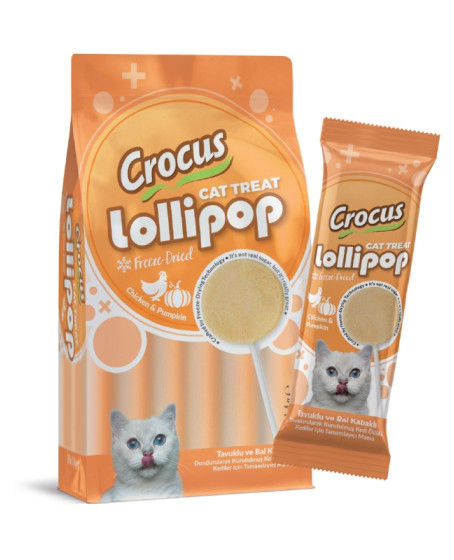 Crocus Tavuklu Ve Bal Kabaklı Kedi Lolipop 10 lu paket ( 10x1,4 gr )