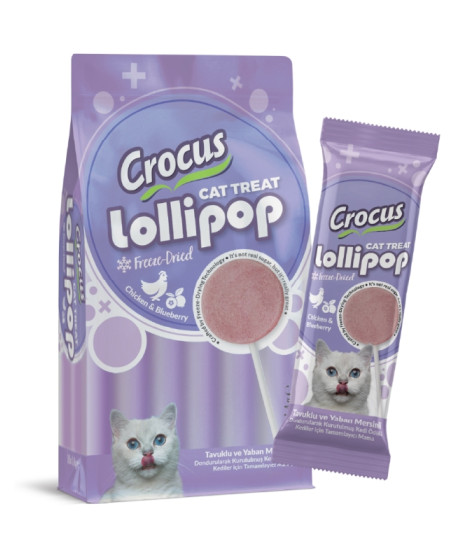 Crocus Tavuklu Ve Yaban Mersinli Kedi Lolipop 10 lu paket ( 10x1,4 gr )