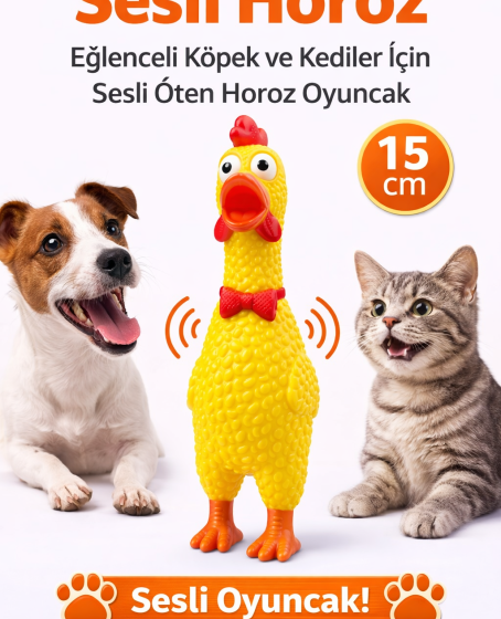 Sesli Horoz Eğlenceli Köpek ve Kediler İçin Sesli Öten Horoz Oyuncak 15 cm Sesli Horoz Eğlenceli Köpek ve Kediler İçin Sesli Öten Horoz Oyuncak 15 cm