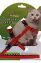 Gezdirme Kayışlı Dokuma Kedi Göğüs Tasma Seti 20*32-120 cm Kırmızı
