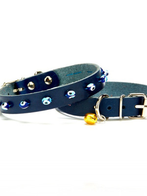 Nazar Boncuklu Kedi Ve Küçük Irk Köpek Tasması 1,0x19 cm Mavi Small