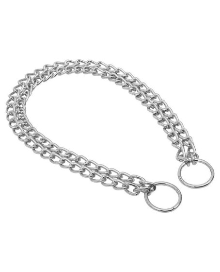 Eğitim Serisi Çift Sıra Boğma Zincirli Köpek Boyun Tasması - 2,5x35-45cm Chrome