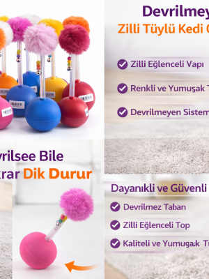 Dev Hacıyatmaz Devrilmeyen Kedi Oyuncağı XXL 33 CM Tüylü Zilli Oyuncak 1 Adet