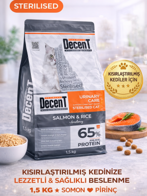 Decent Sterilised Urinary Care Balıklı ve Pirinçli Kısırlaştırılmış Kedi Maması 1.5 Kg