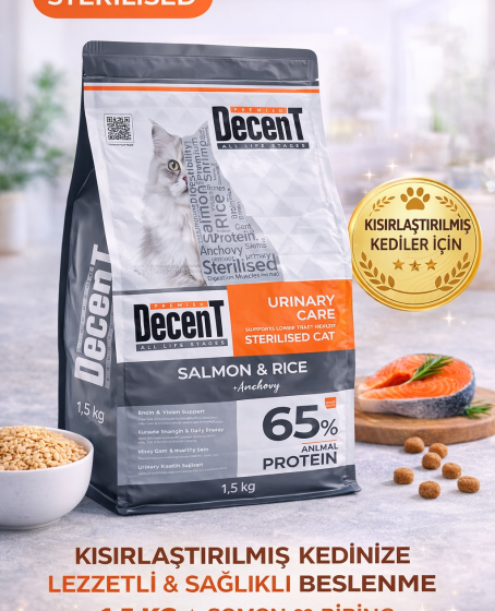 Decent Sterilised Urinary Care Balıklı ve Pirinçli Kısırlaştırılmış Kedi Maması 1.5 Kg Decent Sterilised Urinary Care Balıklı ve Pirinçli Kısırlaştırılmış Kedi Maması 1.5 Kg