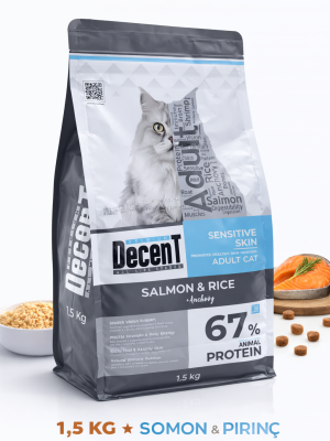 Decent Sensitive Skin Somon & Pirinç Yetişkin Kedi Maması 1,5 Kg