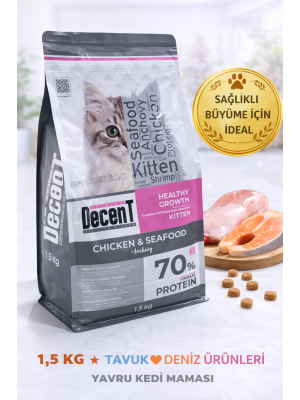 Decent Tavuk & Deniz Ürünlü Yavru Kedi Maması 1,5 Kg