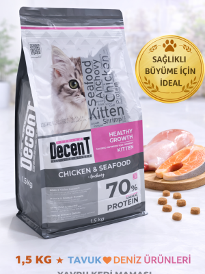 Decent Tavuk & Deniz Ürünlü Yavru Kedi Maması 1,5 Kg