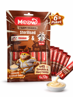 Tavuklu Keçi Sütlü 12gr x 6 Adet Sterilised Kedi Krema Ödülü