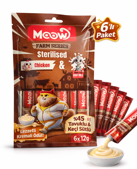 Tavuklu Keçi Sütlü 12gr x 6 Adet Sterilised Kedi Krema Ödülü Tavuklu Keçi Sütlü 12gr x 6 Adet Sterilised Kedi Krema Ödülü