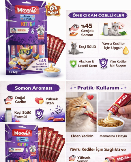 Somonlu Keçi Sütlü Yavru Kedi Krema Ödülü 6x12g Somonlu Keçi Sütlü Yavru Kedi Krema Ödülü 6x12g