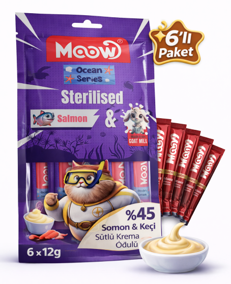 Creamy Somonlu ve Keçi Sütlü Kısırlaştırılmış Sıvı Krema Kedi Ödülü 6x12 gr