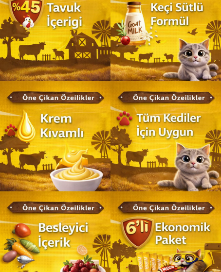 Tavuklu Keçi Sütlü Kedi Krema Ödülü 6x12g Tavuklu Keçi Sütlü Kedi Krema Ödülü 6x12g