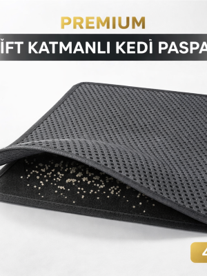 Kedi Elekli Tuvalet Önü Kum Tutucu Paspas  45 cm - 60 cm Gri
