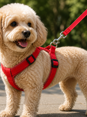 Gezdirme Kayışlı Dokuma Köpek Göğüs Tasma Seti 32*47-110 cm Kırmızı