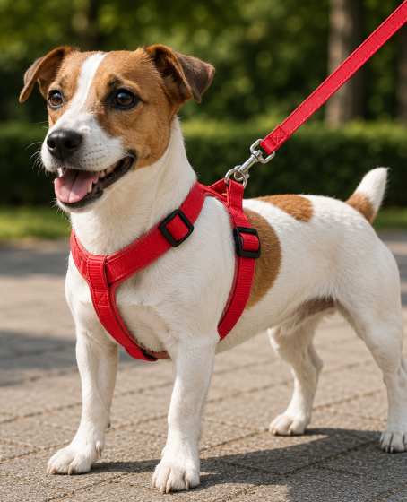 Gezdirme Kayışlı Dokuma Köpek Göğüs Tasma Seti 32*47-110 cm Kırmızı